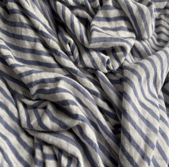 Striped Knit linen jersey fabric by the yard