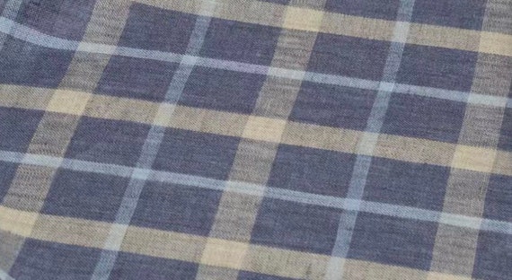 Plaid linen fabric, Grid linen fabric, Checkered linen fabric, Gingham linen fabric by the yard