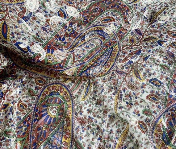 Jacquard silk fabric by the yard