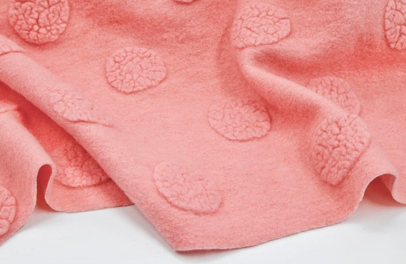 Pink Jacquard Knit wool fabric by the yard