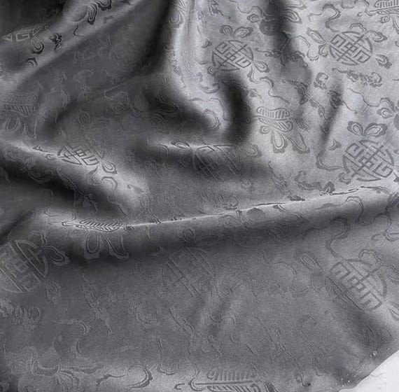Jacquard Gambiered silk fabric by the yard