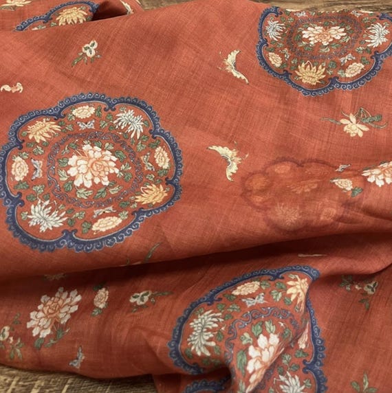 Print ramie fabric by the yard for blouses, dresses,  skirts, clothes fabric
