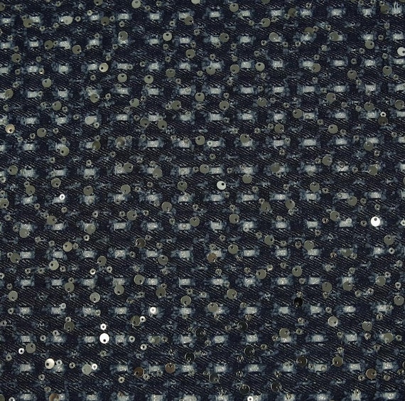 Sequins denim fabric by the yard