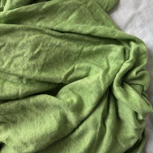 Green Knit linen jersey fabric by the yard