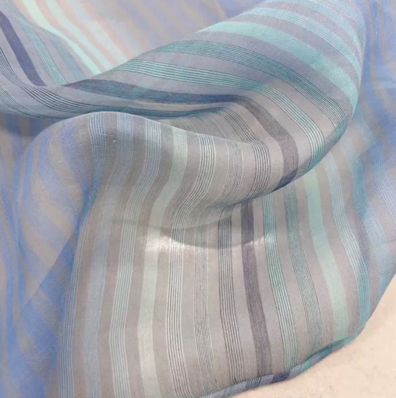 Striped silk linen fabric by the yard