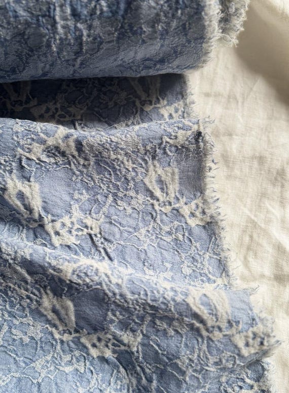 Jacquard wool linen fabric by the yard