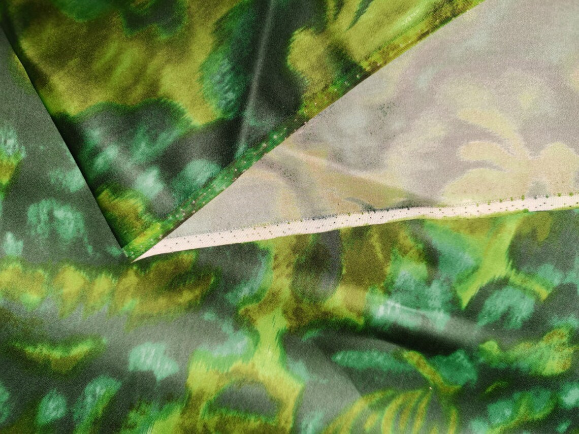 Print Stiff crisp silk satin fabric by the yard Etsy