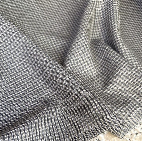 Plaid Tussah Silk wool fabric by the yard
