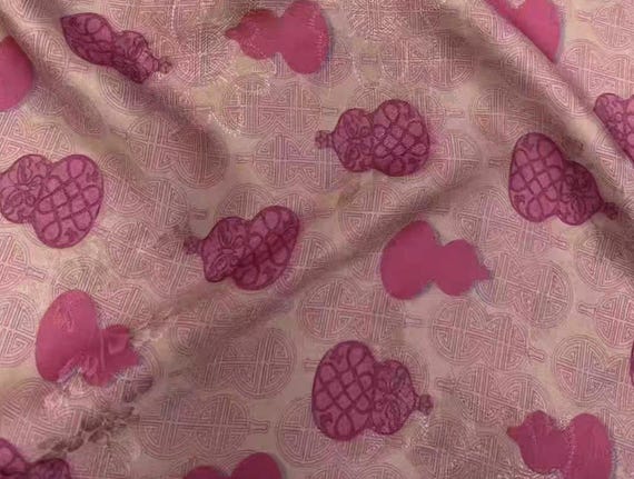 Jacquard Print Gambiered silk fabric by the yard