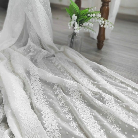 Embroidery chiffon fabric By the yard