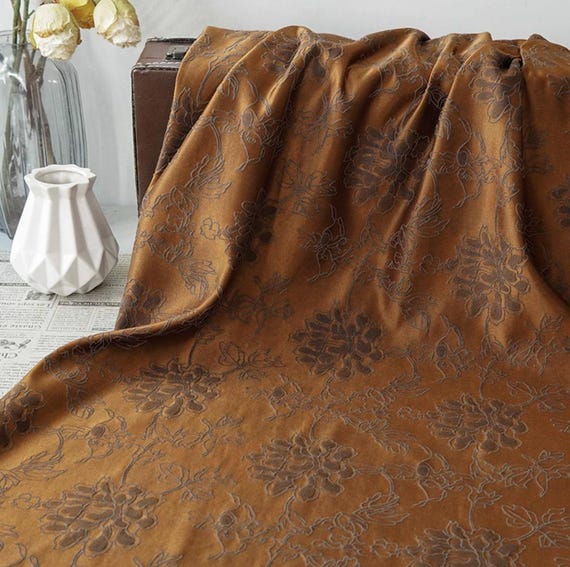 Jacquard floral viscose fabric by the yard