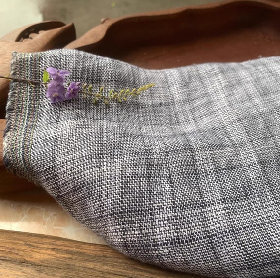 Plaid linen fabric by the yard