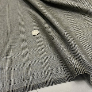 Plaid silk wool fabric, worsted suiting trousers fabric by the yard