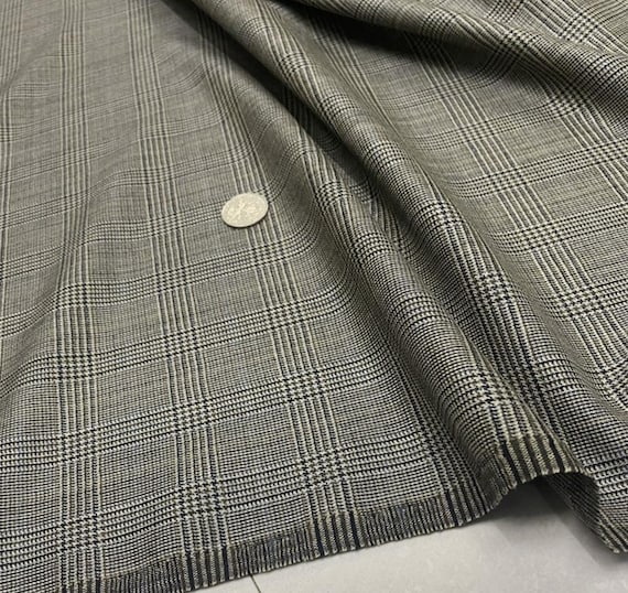 Plaid silk wool fabric, worsted suiting trousers fabric by the yard