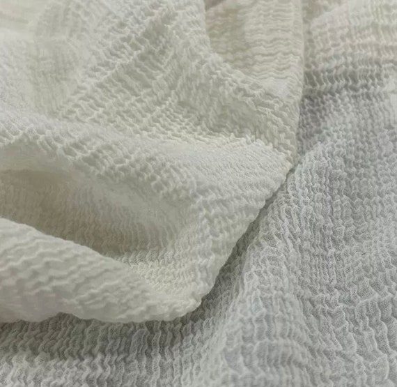 Crinkled linen fabric, Textured linen fabric by the yard