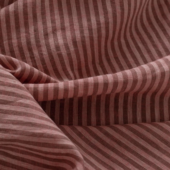 Striped linen fabric by the yard