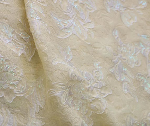 Floral Jacquard silk fabric, Embossed silk fabric by the yard
