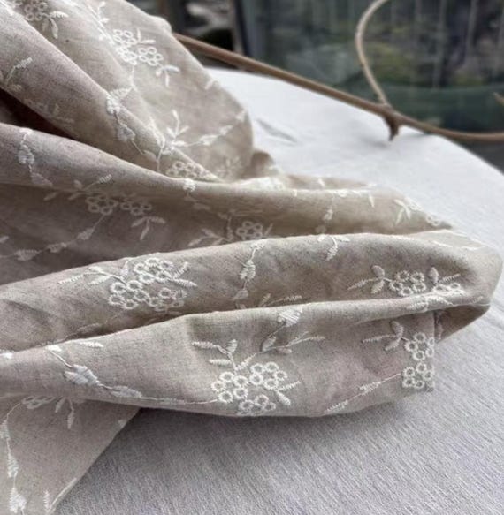 Embroidery linen fabric by the yard