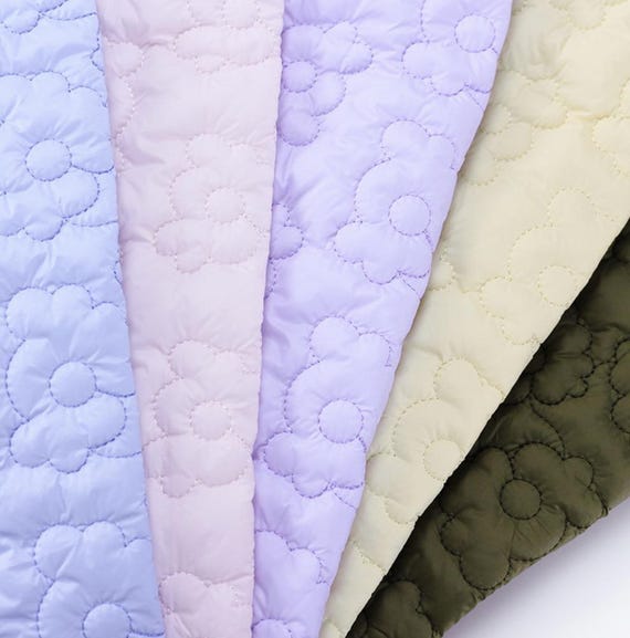 Multi options Flower embroidery quilted padded fabric by the yard