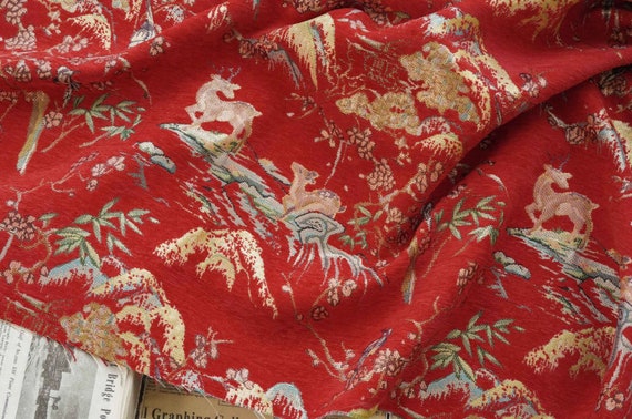 Jacquard brocade fabric by the yard