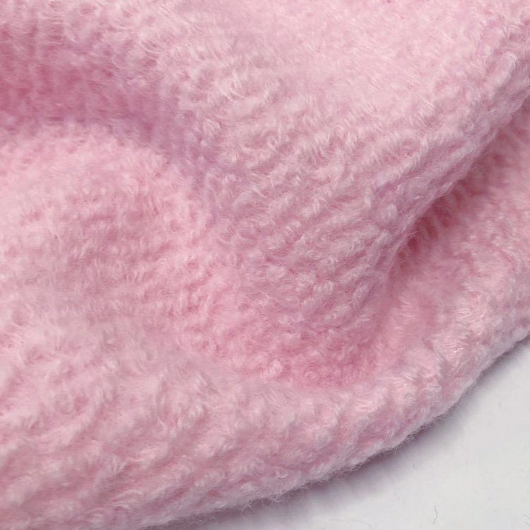 Pink boucle knit wool fabric by the yard Etsy