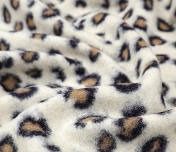 Leopard cheetah animal pattern knit wool fabric by the yard