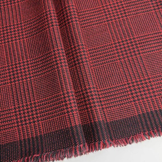 Plaid houndstooth wool fabric by the yard