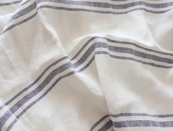 Extra Wide Yarn Dyed Striped linen fabric by the yard 280cm/110'' Wide for Apparel Bedding Curtains