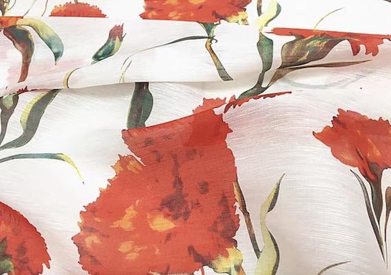 Print Silk linen fabric by the yard