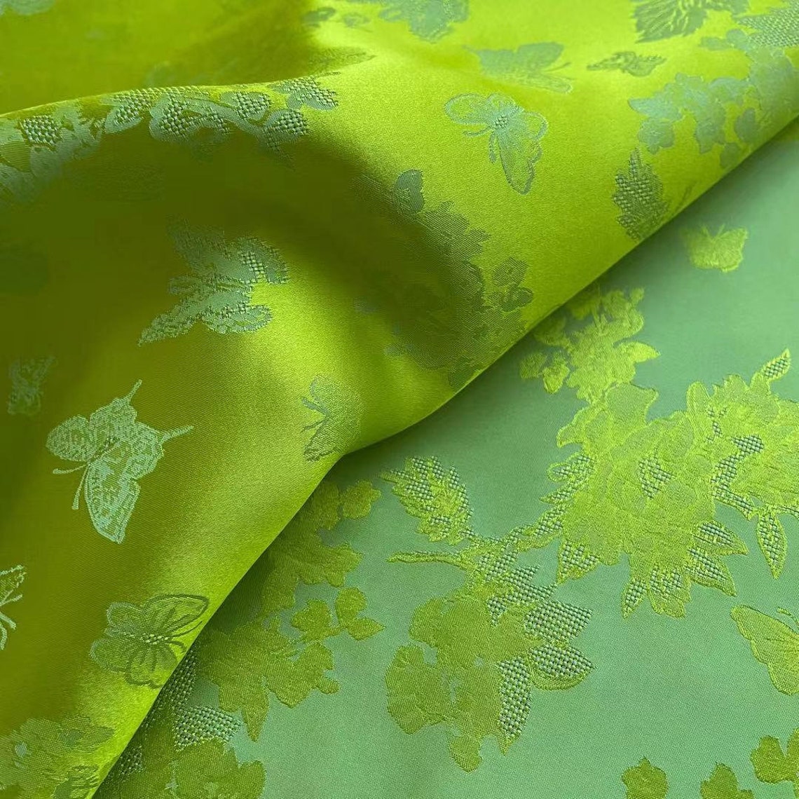 Jacquard Floral Silk Fabric by the Yard Etsy