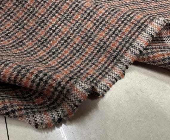 Houndstooth plaid wool fabric by the yard