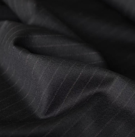 Striped Worsted Wool fabric by the yard