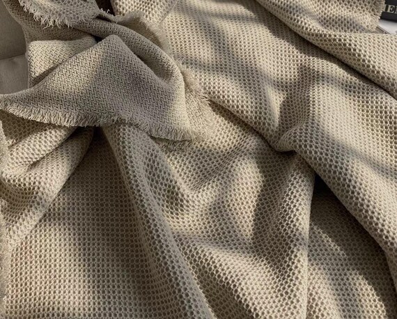 Extra Wide Jacquard Linen Fabric by the yard - 280cm Wide