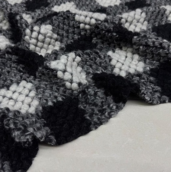 Plaid Knit wool fabric by the yard
