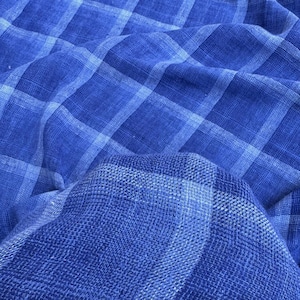 Plaid linen fabric by the yard