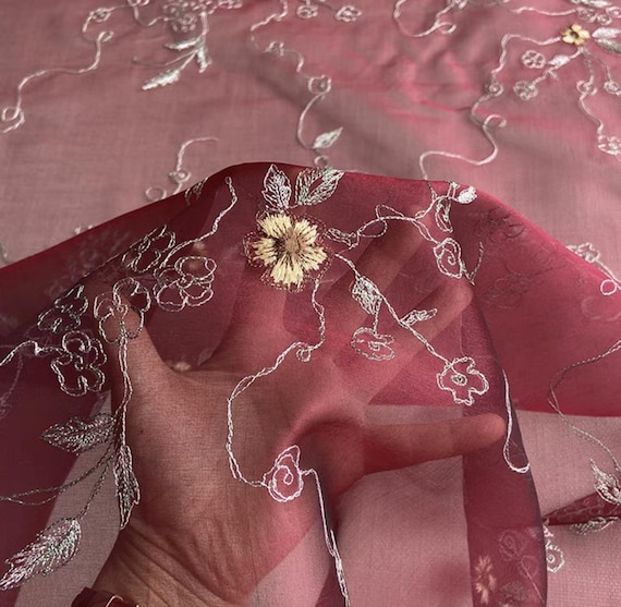 Embroidery Organza silk fabric by the yard