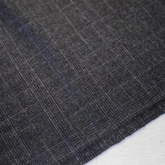 Plaid worsted wool fabric, grid gingham checkered wool fabric by the yard