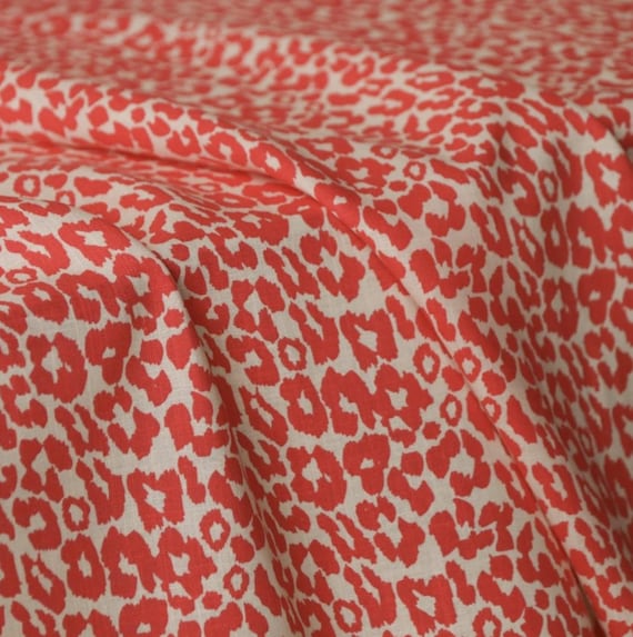 Print floral linen fabric by the yard