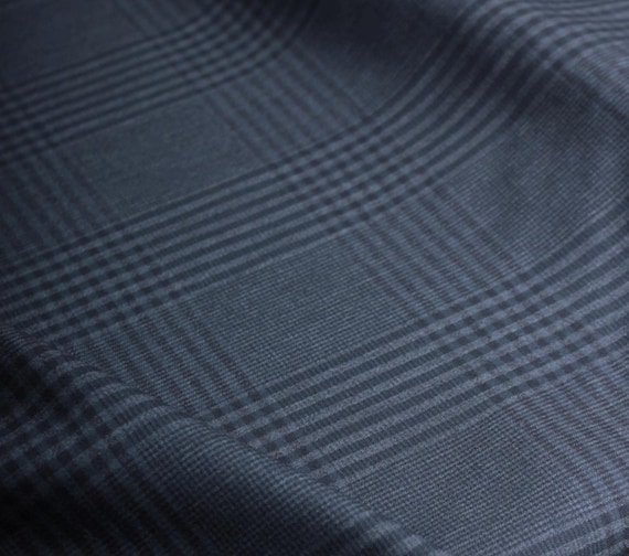 Italian Fabric Plaid Worsted Wool fabric by the yard for Suiting