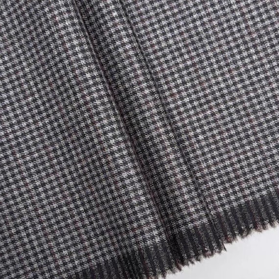 Plaid Worsted Wool fabric by the yard SUITING Fabric