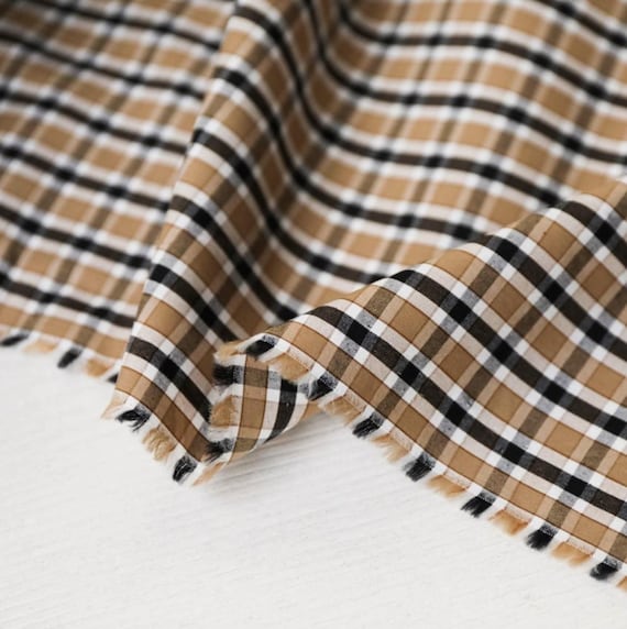 Plaid cotton fabric by the yard