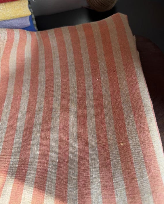Striped linen fabric by the yard