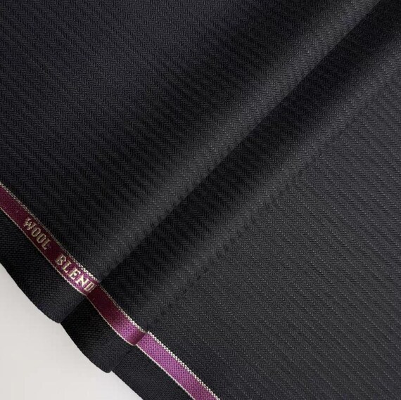 Striped Herringbone Worsted wool fabric by the yard