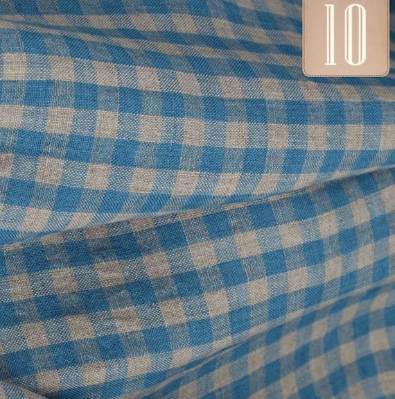 Plaid linen fabric by the yard