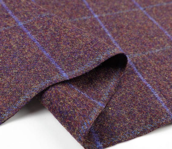 Plaid Wool Fabric by the Yard, Checkered Material