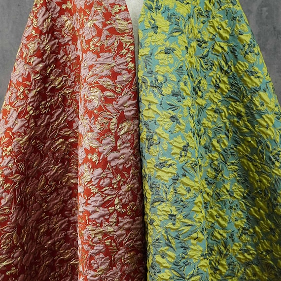 Jacquard brocade fabric by the yard