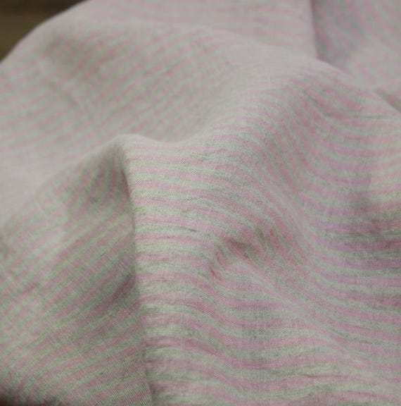 Striped linen fabric by the yard