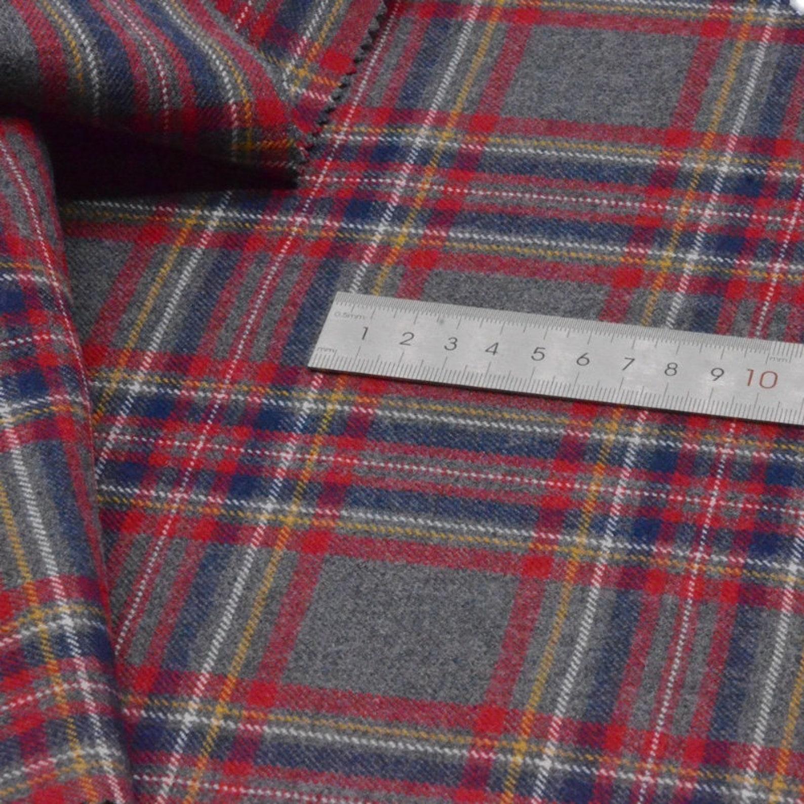 Plaid wool fabric by the yard Etsy