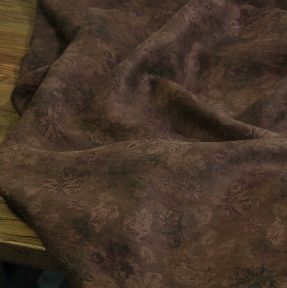 Print floral linen fabric by the yard