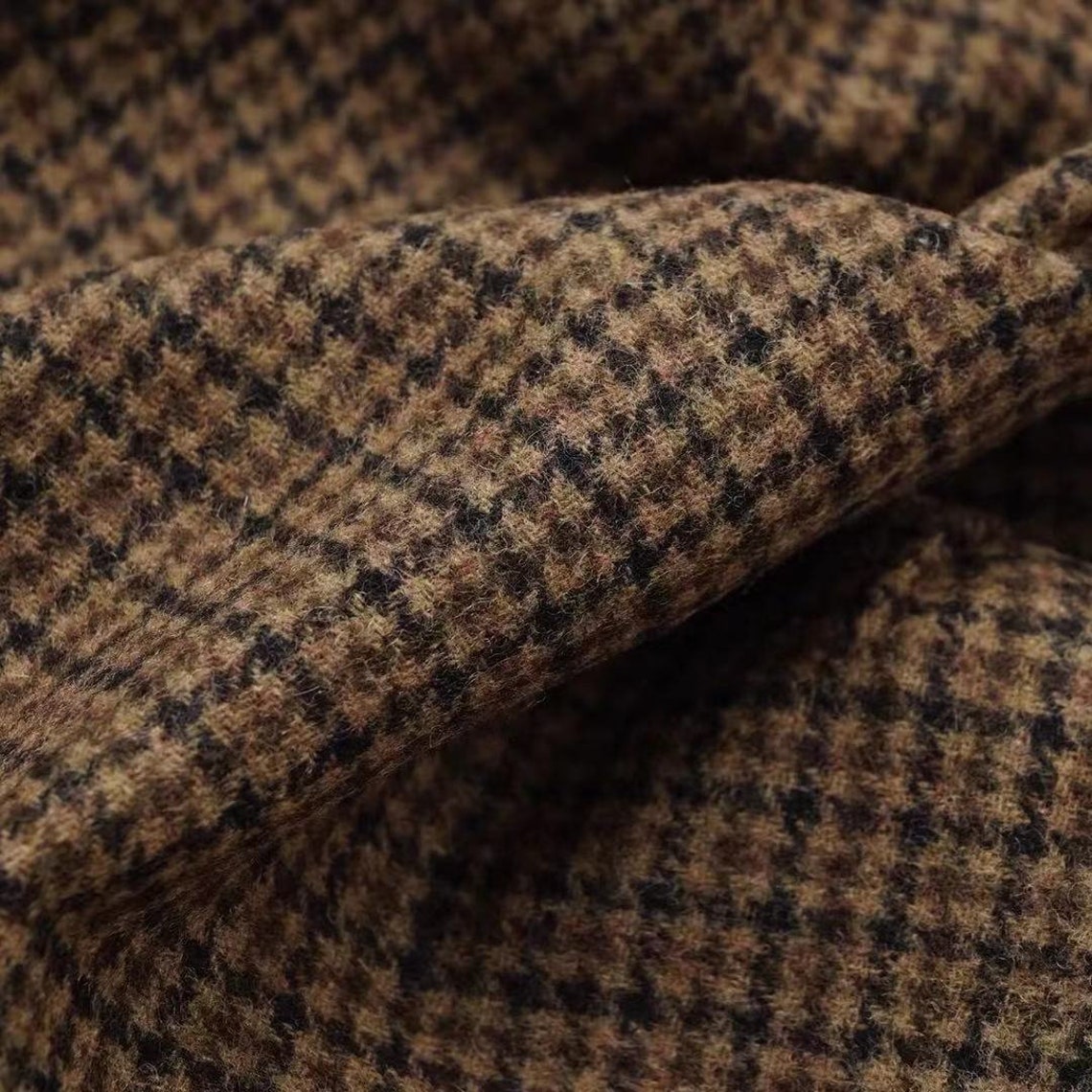 Houndstooth Wool fabric woolen fabric by the yard Etsy